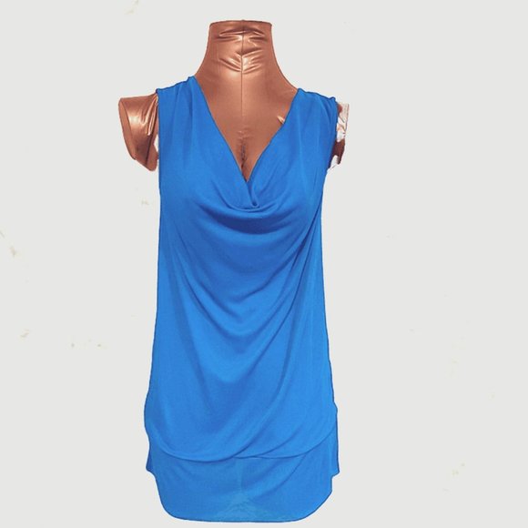 Bright Blue blouse with 'diamond' studded shoulder - Picture 2 of 4